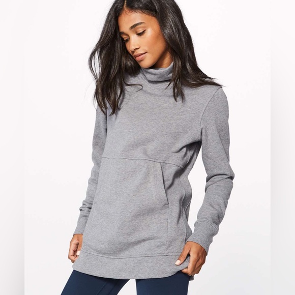 Lululemon Press Pause Pullover Heathered Medium Grey Size 2 - Picture 2 of 12